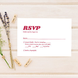 Cartão RSVP Casamento Magenta Viva Retro Chic Minimalista Ousa