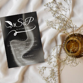 Cartão RSVP Casamento Manuscrito Mínimo Elegante Da cinza