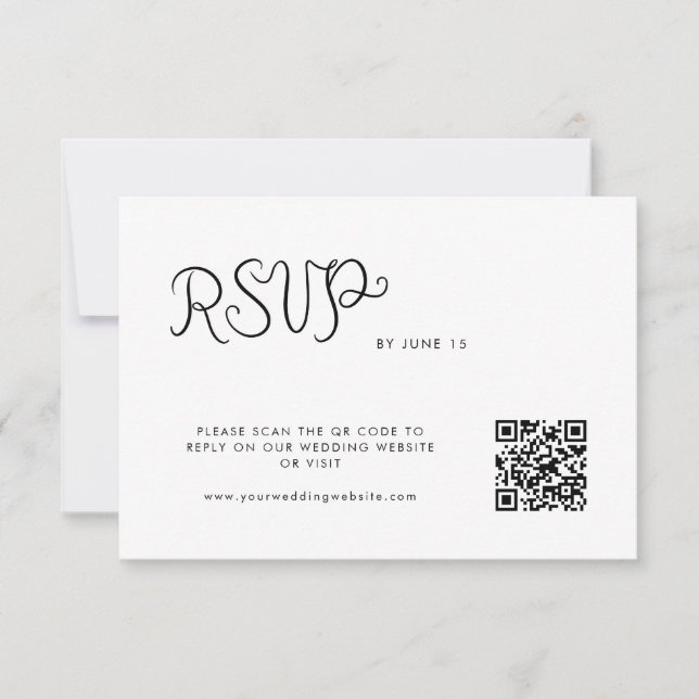 Cartão RSVP Casamento Manuscrito Whimsical (Frente)