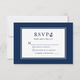 Cartão RSVP Casamento Marinho de Âncora Náutica