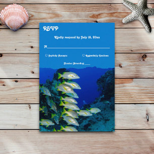 Cartão RSVP Casamento Marítimo Costeiro Náutico de Peixes Subm