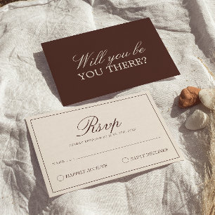Cartão RSVP Casamento Marrom Chocolate Clássico Luxuoso