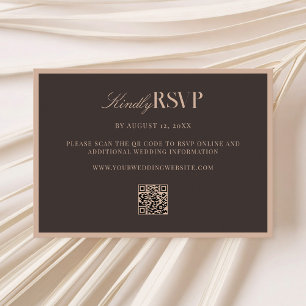 Cartão RSVP Casamento Marrom Elegante
