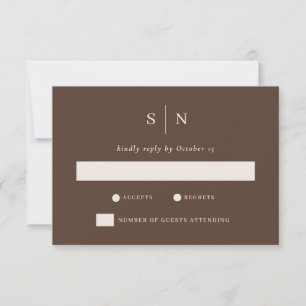 Cartão RSVP Casamento Marrom Minimalista e Chic Neutro