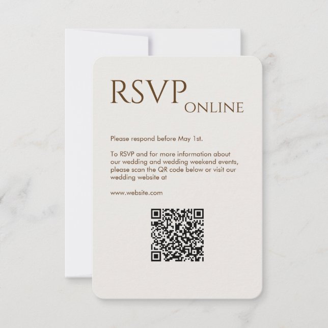 Cartão RSVP Casamento Marrom moderno elegante (Frente)