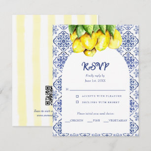 Cartão RSVP Casamento Mediterrâneo Italiano Limão La Dolce Vit
