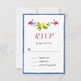 Cartão RSVP Casamento mediterrânico com Lemons de Aquarela