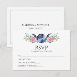 Cartão RSVP Casamento Metafísico Floral de Rosas Rosa de Fase 