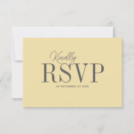 Cartão RSVP Casamento Minimalista Amarelo Manteiga Elegante
