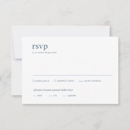 Cartão RSVP Casamento Minimalista Azul e Branco Tipo Moderno