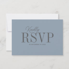 Cartão RSVP Casamento Minimalista Azul Empoeirado Elegante