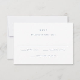 Cartão RSVP Casamento Minimalista Azul Simples e Empoeirado