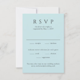 Cartão RSVP Casamento Minimalista Azul Turquesa Moderno