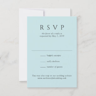 Cartão RSVP Casamento Minimalista Azul Turquesa Moderno
