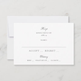 Cartão RSVP Casamento Minimalista Branco Cinza Clássico