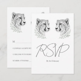 Cartão RSVP Casamento Minimalista Chita Elegante Estilo Safari