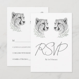 Cartão RSVP Casamento Minimalista Chita Elegante Estilo Safari