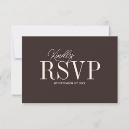 Cartão RSVP Casamento Minimalista Chocolate Escuro Elegante