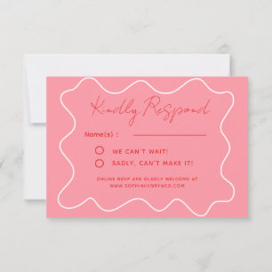Cartão RSVP Casamento Minimalista Cinza Retro Whimsical
