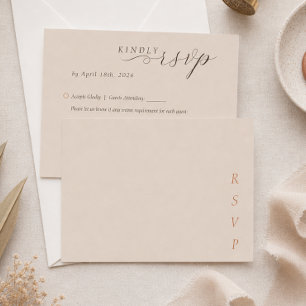 Cartão RSVP Casamento Minimalista Cobre Deserto Cacau Rascunho