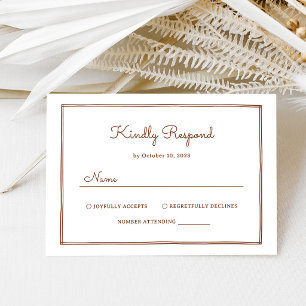 Cartão RSVP Casamento Minimalista Cobre Ferrugem Ocidental
