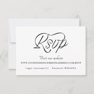 Cartão RSVP Casamento Minimalista com Letra de Fita