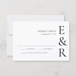 Cartão RSVP Casamento Minimalista com Monograma Moderno e Ousa