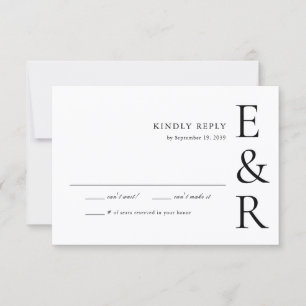 Cartão RSVP Casamento Minimalista com Monograma Moderno e Ousa