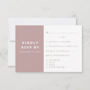 Cartão RSVP Casamento Minimalista Cor-de-Rosa Esmagadora Moder