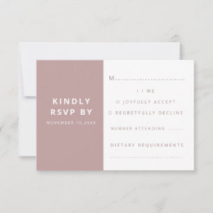 Cartão RSVP Casamento Minimalista Cor-de-Rosa Esmagadora Moder