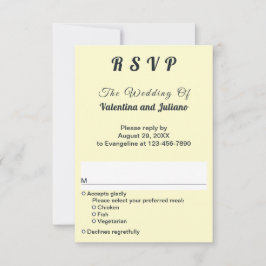 Cartão RSVP Casamento Minimalista Creme Com Texto Preto Em Pé