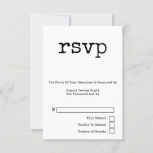 Cartão RSVP Casamento Minimalista da Tipografia Simples