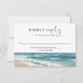 Cartão RSVP Casamento Minimalista de Aquarela na Praia