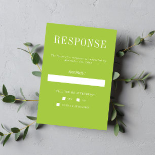 Cartão RSVP Casamento Minimalista de Chartreuse 6