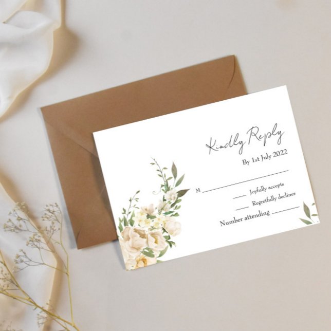 Cartão RSVP Casamento Minimalista de Ivory Bliss (Criador carregado)