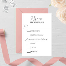 Cartão RSVP Casamento Minimalista de Rosa Rosa Rosa Monograma