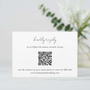 Cartão RSVP Casamento minimalista do código QR preto e branco
