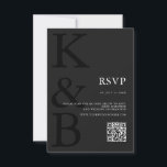 Cartão RSVP Casamento Minimalista do Monograma Preto de Matte<br><div class="desc">Crie seus próprios cartões RSVP personalizados apresentando tipografia monográfica moderna e design gráfico minimalista a preto mate.</div>