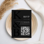 Cartão RSVP Casamento Minimalista do Monograma Preto de Matte<br><div class="desc">Crie seus próprios cartões RSVP personalizados apresentando tipografia monográfica moderna e design gráfico minimalista a preto mate.</div>