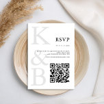 Cartão RSVP Casamento minimalista do monograma preto e branco<br><div class="desc">Crie seus próprios cartões RSVP personalizados apresentando tipografia monográfica moderna e design gráfico minimalista a preto e branco.</div>