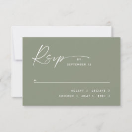 Cartão RSVP Casamento Minimalista Dusty Sage Green | Escolha d