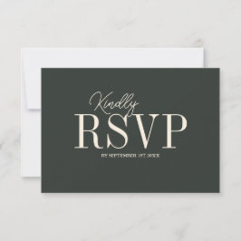 Cartão RSVP Casamento Minimalista Ébano Elegante