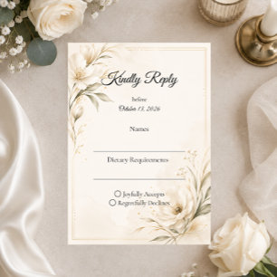 Cartão RSVP Casamento Minimalista Elegante