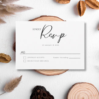 Cartão RSVP Casamento Minimalista Elegante