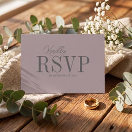 Cartão RSVP Casamento Minimalista Elegante Bege