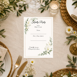 Cartão RSVP Casamento Minimalista Elegante com Copo-de-Leite