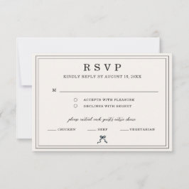 Cartão RSVP Casamento Minimalista Elegante Coquette Preto e Br