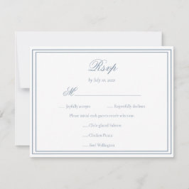 Cartão RSVP Casamento Minimalista Elegante em Azul Empolvado c