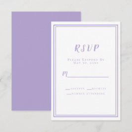 Cartão RSVP Casamento Minimalista Elegante Lavanda