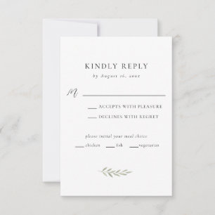 Cartão RSVP Casamento Minimalista Elegante Moderno Rotulo de V